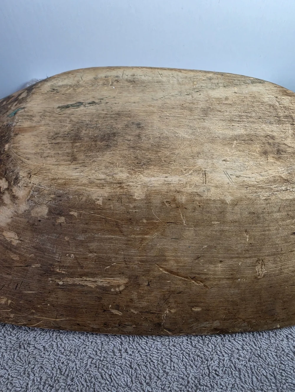 Antique Primitive Hand Carved Hewn Wooden Dough Bowl